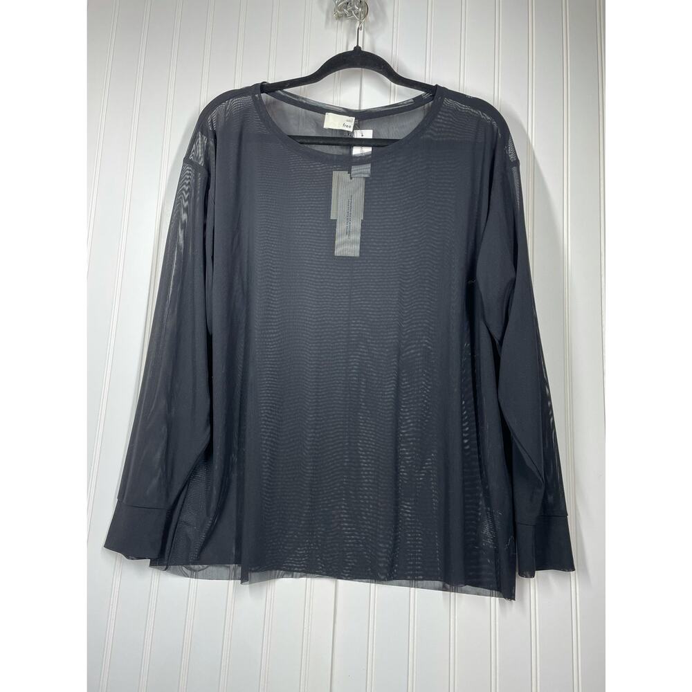NWT Wilfred Black Mesh Sheer Long Sleeve Pullover Blouse Top Women Size 2